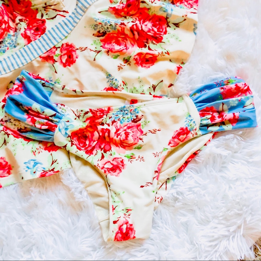 BETSEY JOHNSON • Floral Print Bikini Swim Bottoms